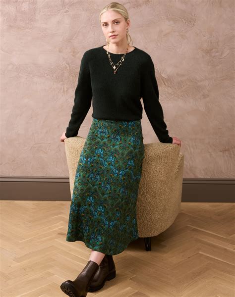 Green Liberty Print Jersey Skirt Women S Skirts Brora Fashion