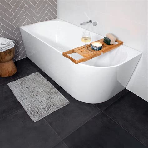 ESSENCE Freestanding Corner Bath LHS Gloss White 1700mm - Casa Lusso