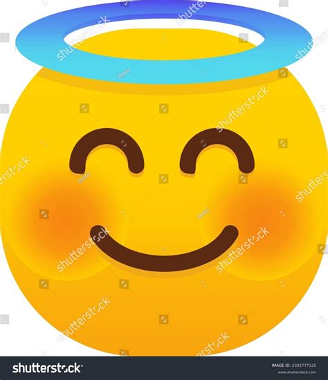 Smiling Face Halo Emoji Vector Emoticon Stock Vector Royalty Free