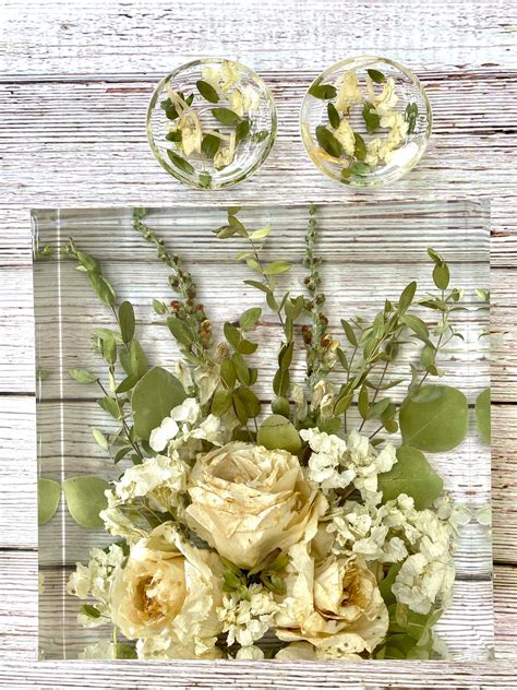 Wedding Flowers Preservation In A Resin Block Large Etsy