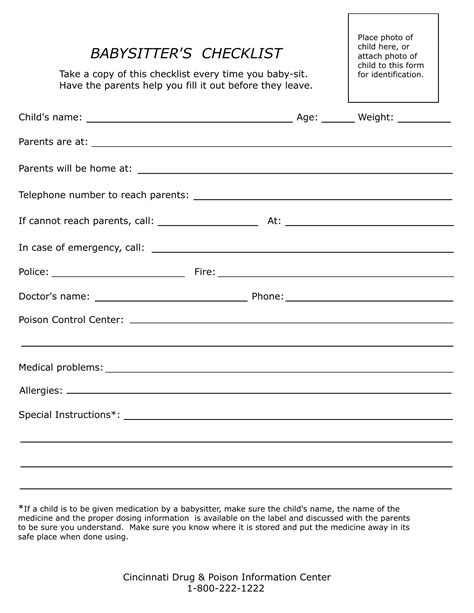 Babysitting Forms Printable Free Printable Forms Free Online