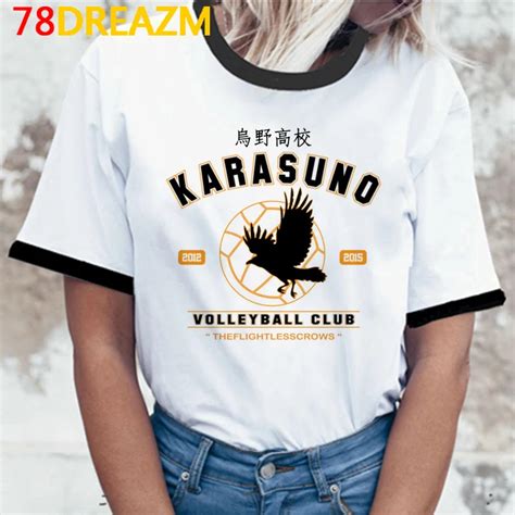 Camiseta De Anime Japonés Haikyuu Karasuno Camiseta De Verano Harajuku Para Hombre Camisetas C