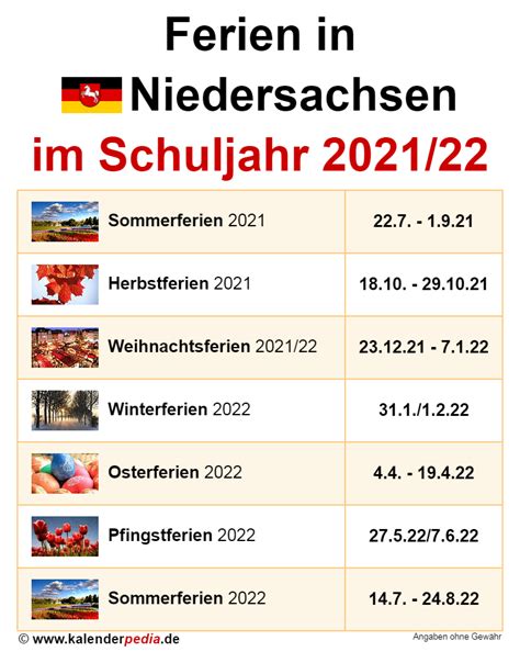 Ferien In Niedersachsen Im Schuljahr 2021 22