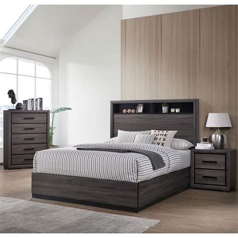 Foa Drummond Piece Gray Wood Panel Bedroom Set King Nightstand