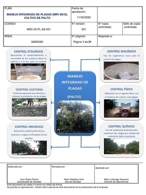 Manejo Integrado De Plagas En Palto Jhon Rojas Terminado Pdf