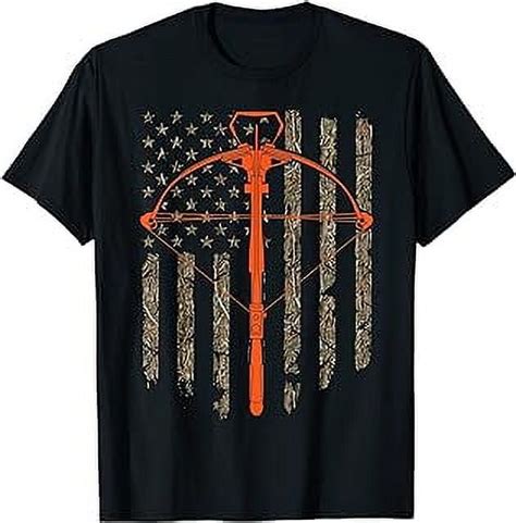 Crossbow Archery Bow Hunting Camo American Flag Distressed T Shirt