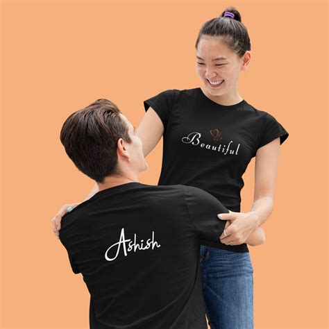 Beautiful Handsome Customizable Black Couple T Shirts