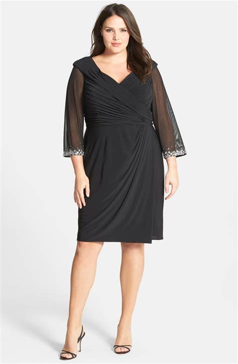 Alex Evenings Embellished Portrait Collar Cocktail Dress Plus Size