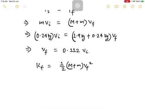 Solved A Projectile Mass Kg Is Fired At And Embeds Itself In