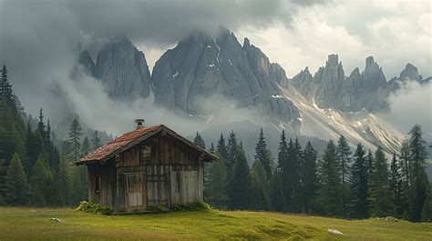 Abandoned Building In The Dolomites Background Landscape Alpine Alps