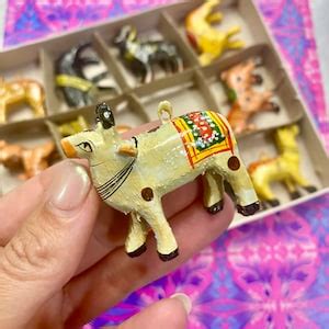 Set of 12 2 Wooden Animal Figurines Hand Carved & Painted Animals Ornaments Perfect for Fairy ...