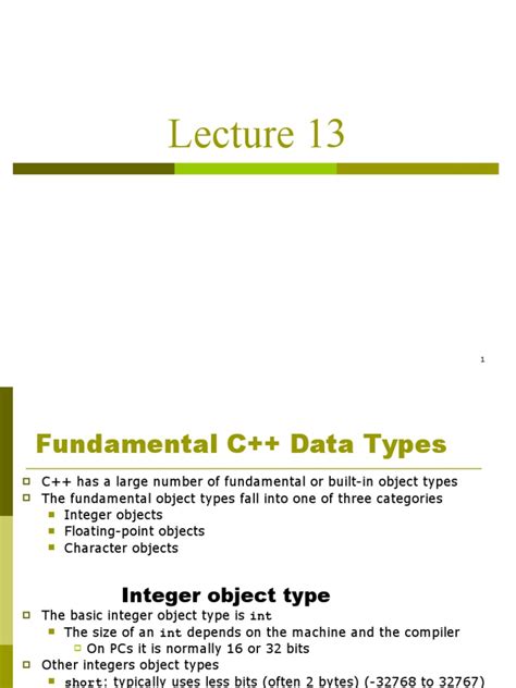 Lecture 13 Pdf Integer Computer Science Data Type