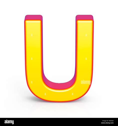 D Rendering Golden Letter U Isolated On White Background D