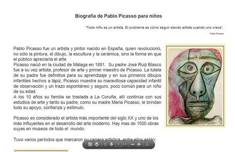 Biograf A De Pablo Picasso Para Ni Os Recurso Educativo Tiching