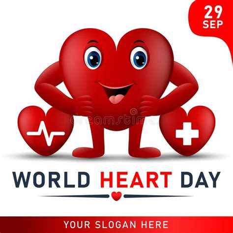 World Heart Day Poster Web Banner With Red Heart Stock Vector