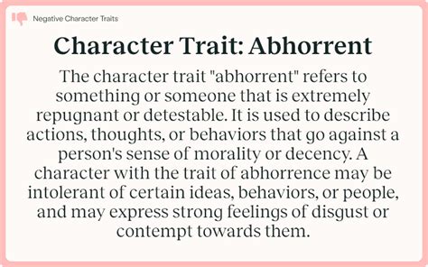 Character Trait: Abhorrent.