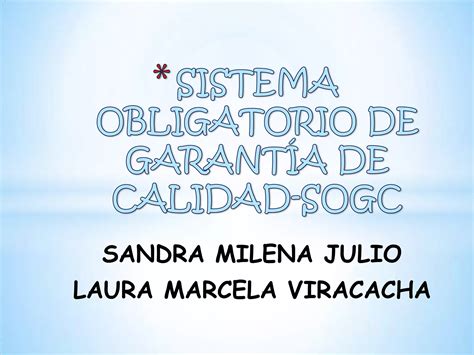 Sistema Obligatorio De Garant A De Calidad Sogc Ppt