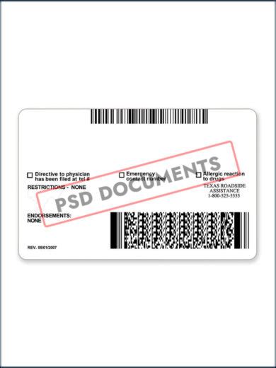 Texas Driver License PSD Template (V1) | PSD Documents