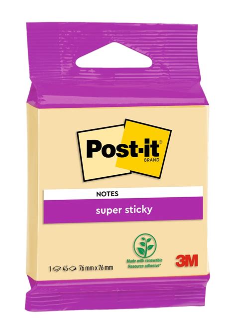 3M Post It Notes Super Sticky Canary Yellow 76 X 76 Mm 45 Sheets