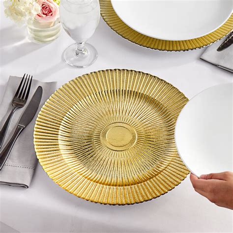 Acopa Round Gold Sunburst Glass Charger Plate Case