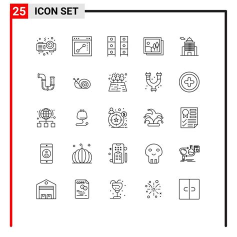 Universal Icon Symbols Group of 25 Modern Lines of government ...