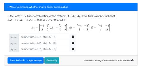 Solved Is the matrix B a linear combination of the matrices | Chegg.com