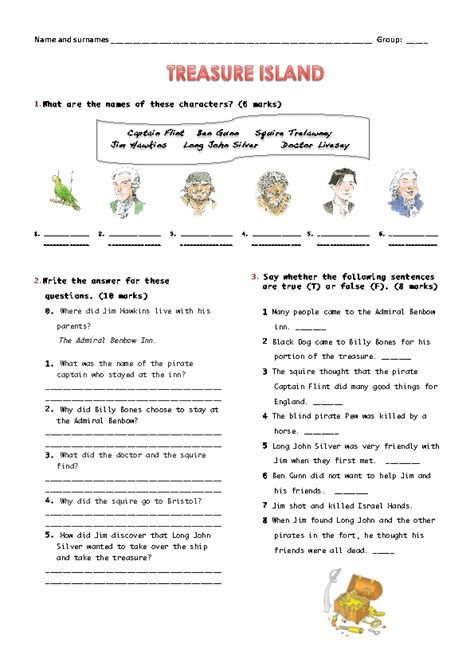 Treasure Island Worksheets