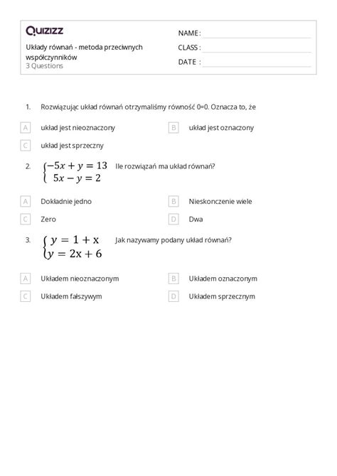 Ponad Uk Ady R Wna Arkuszy Roboczych Dla Klasa W Quizizz