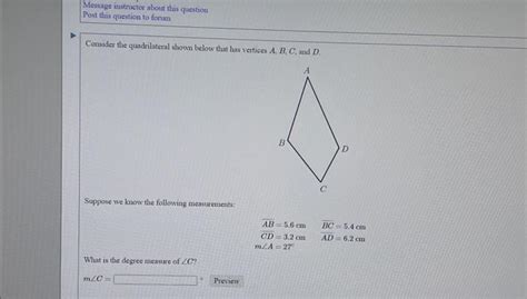 Solved Consider The Quadrilateral Shown Below That Has Chegg