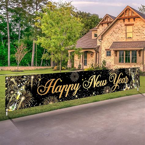 Happy New Year Banner Outdoor Happy New Year Yard Sign Happy New