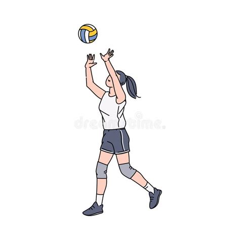 Cartoon Man Doing Bump Pass In Volleyball Male Athlete Receiving A