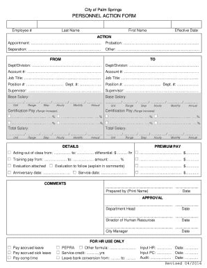 Fillable Online Personnel Action Form Fax Email Print Pdffiller