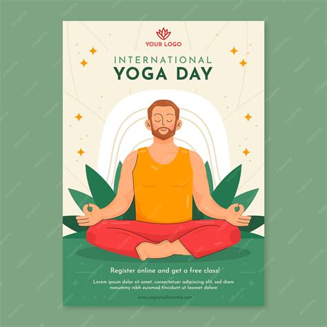 Free Vector Flat International Yoga Day Vertical Flyer Template