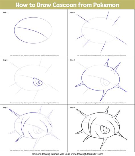 How to Draw Cascoon from Pokemon printable step by step drawing sheet ...