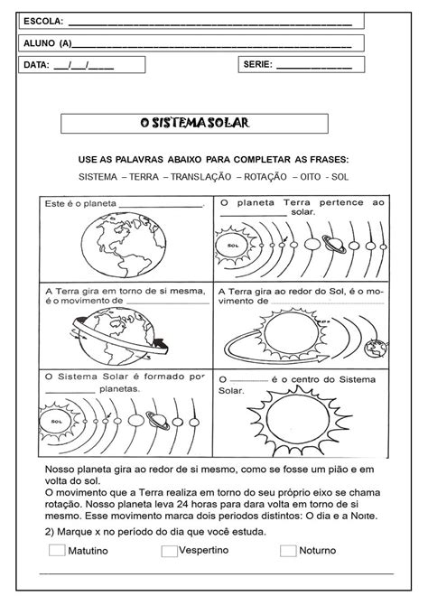 Atividades Sobre Os Movimentos Da Terra Para Imprimir Otosection