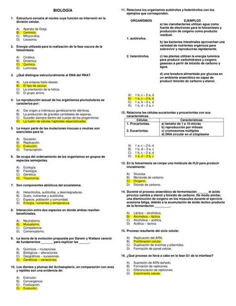 Examen Biología BUAP apun tesmedicina uDocz