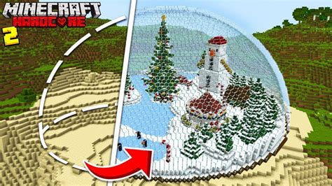 I Transformed A Desert Into A Winter Biome In Minecraft Hardcore Youtube