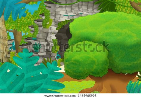 Cartoon Background Cave Jungle Illustration Children Stock Illustration