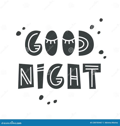 Good Night Lettering With Abstract Drops Black Graphic Hand Drawn Text