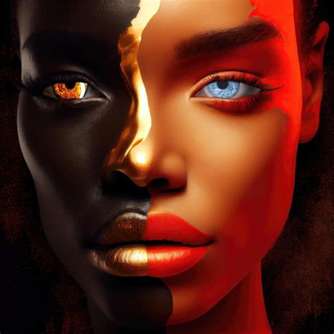 Premium Photo Dark Skin L Woman With Red Lips And Gold Makeup Closeup