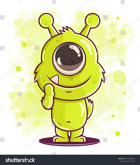 Cute Green Monster Cartoon Illustration Stock Vector Royalty Free