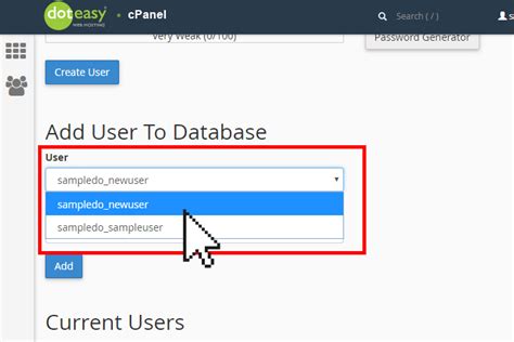 Adding User To A Database In Cpanel Doteasy Web Hosting