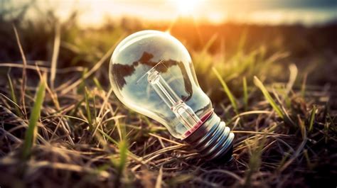 Premium Photo Renewable Energy Light Bulb With Leaves Generative Ai