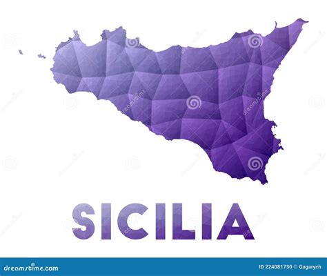 Low Poly Map Of Sicilia Cartoon Vector Cartoondealer