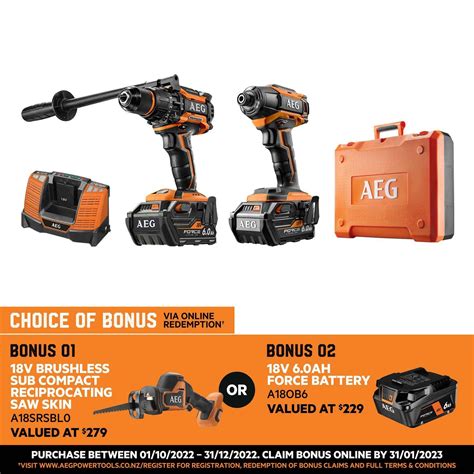 Aeg 18v 2 Piece Fusion Heavy Duty 60ah Force Kit Bunnings New Zealand