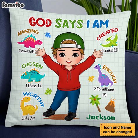 Customized Dinosaur God Says I Am Pillow Jurassic T For Grandson