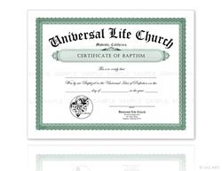 Baptism Certificate ULC Baptism Certificate Universal Life Church