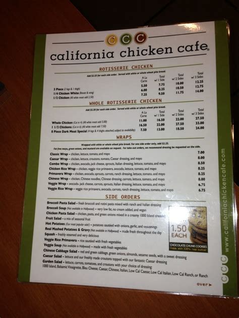 Calif Chicken Cafe Menu (Full Menu Update 2025)