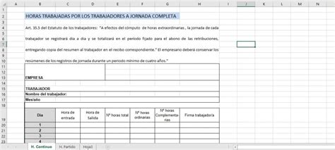 Registro Diario De Jornada Excel Actualizado Octubre 2022