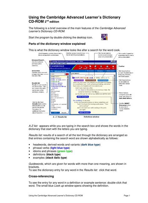 Pdf Using The Cambridge Advanced Learners Dictionary Cd Rom